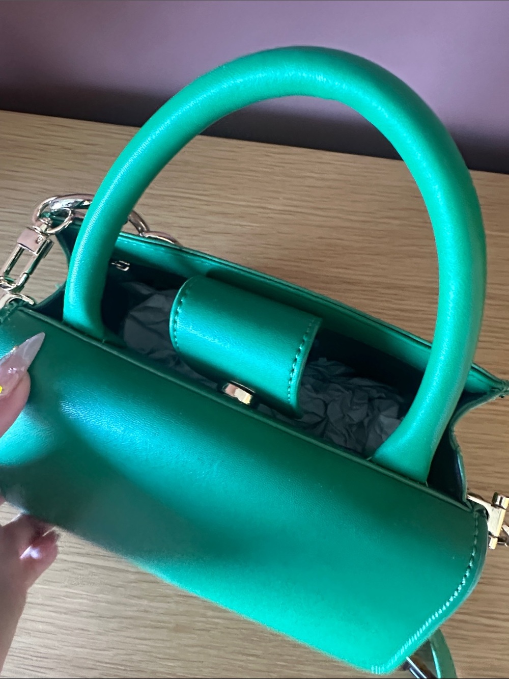 Turquoise Structured Top-Handle Mini Bag - Picture 4 of 5